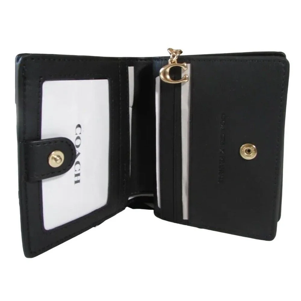 NWT Coach Coated Canvas Signature Woodstock Snap Wallet C4592 Brown/Black Multi - Picture 5 of 6